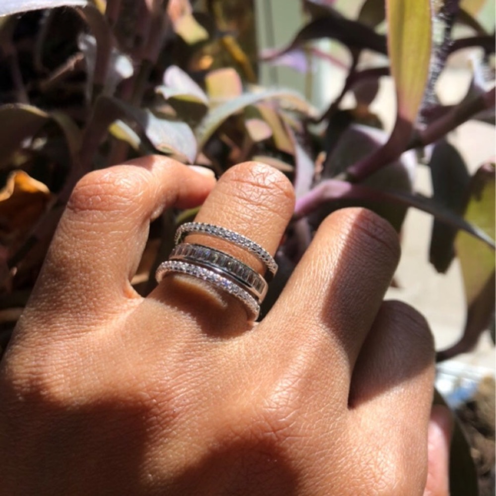 Adjustable Silver Plated Ring With Swarovski Elem… - image 4